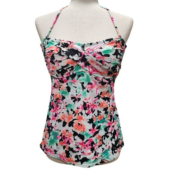 Hobie in Bloom Twist Bandeau Tankini Swim Top Wireless Size L Junior New - Picture 1 of 5
